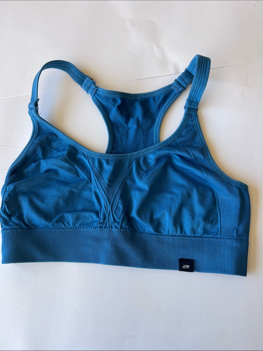 Blue Seamless Racerback Sports Bra